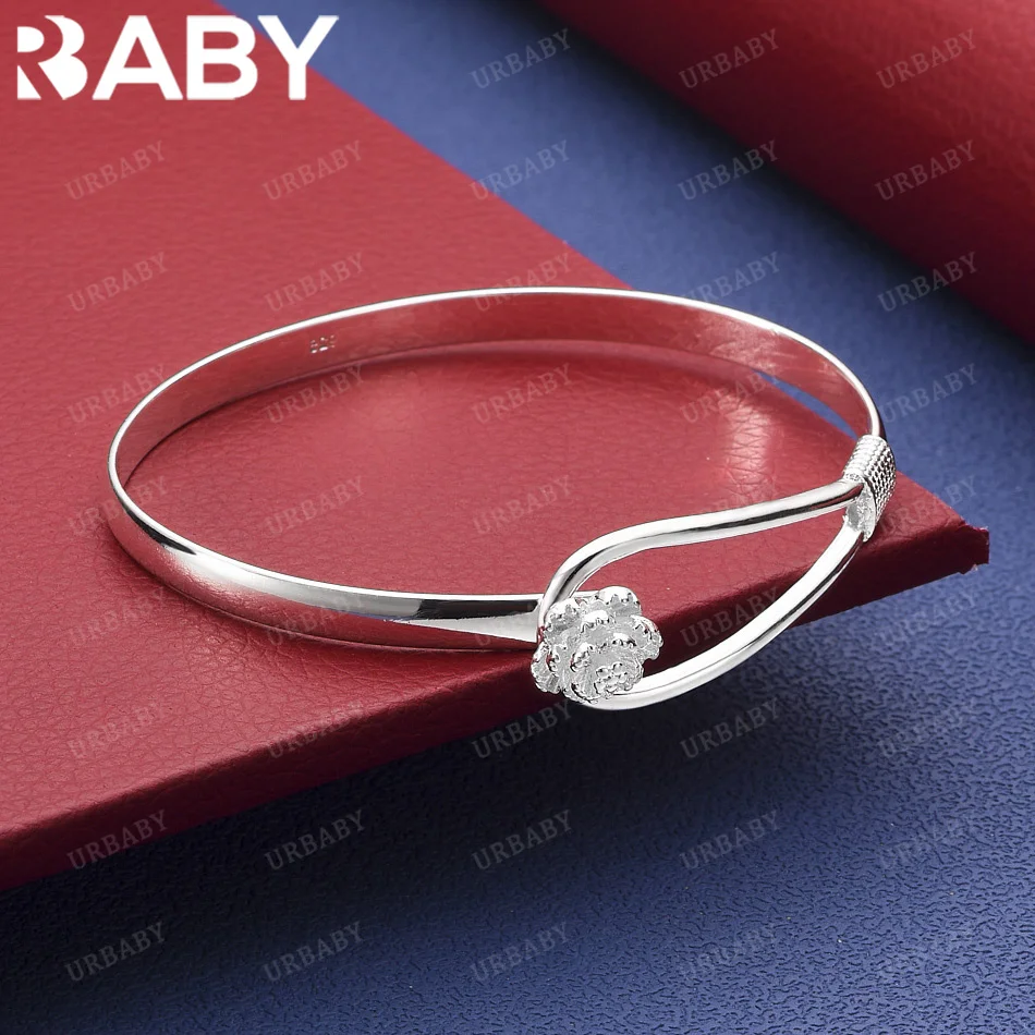 

URBABY 925 Sterling Silver Bangle Interlocking Flowers Bracelet Jewelry Fashion Party And Daily Wear