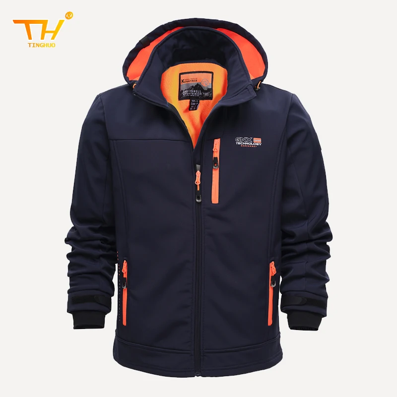 TINGHUO winte jackets men cottonthickened mens jacket casual warmfleece paker men coats