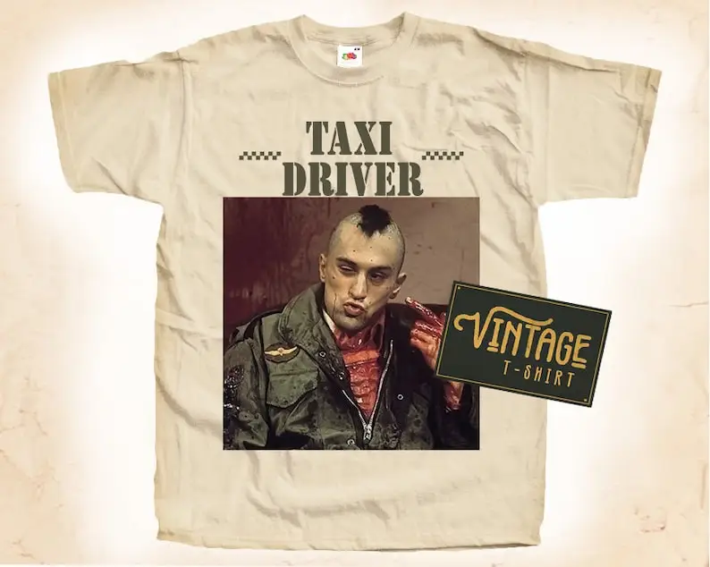 Taxi Driver V3 T shirt Tee Natural Vintage Cotton Movie Poster Beige All Sizes