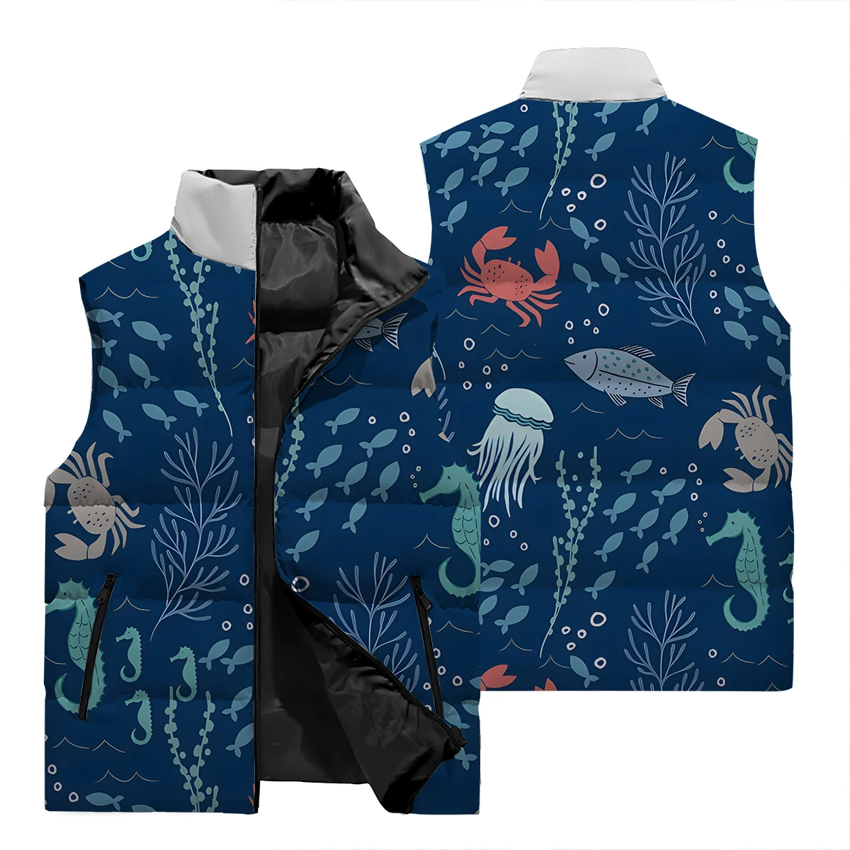 Autumn/Winter 2024 New Popular Color Matching Jacket Men's 3D Printed Clothing Men's Winter Trend  Vest  Fashion Style