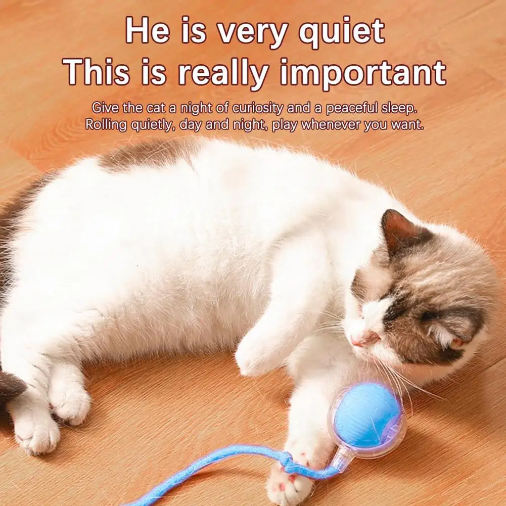 Electric Cat Ball Toys Automatic Rolling Ball Faux Tail Rechargeable Smart Pet Interactive Toy Dog Cat Training Imitate Mouse