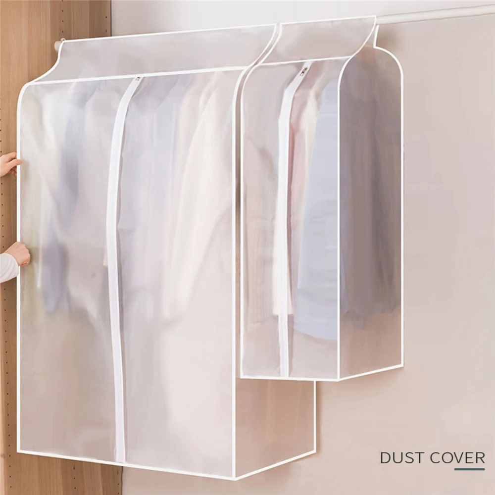 Clothing Dust Cover Transparent Dress Clothes Garment Dust Cover Hanging Organizer Waterproof Dustproof Clothes Wardrobe Storage