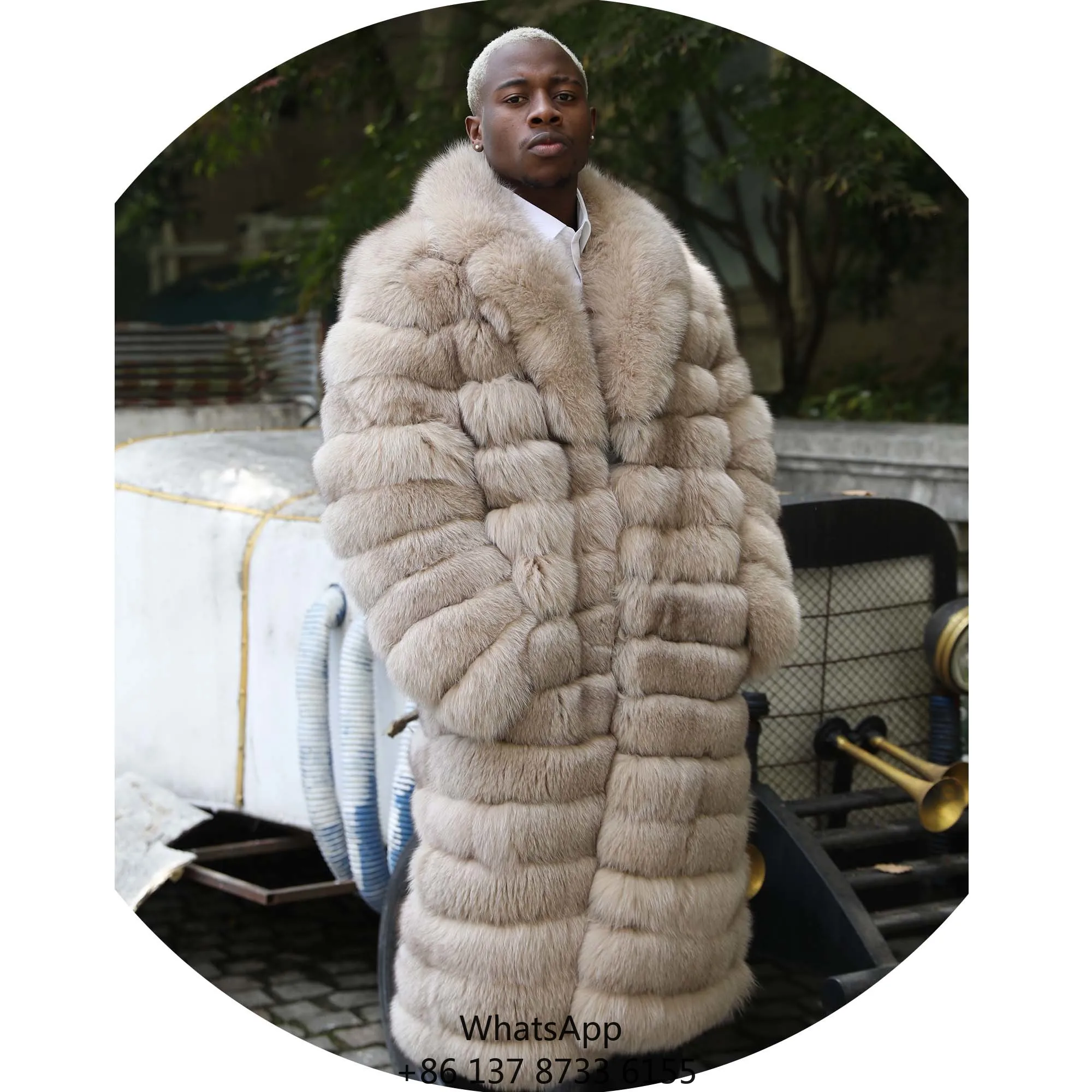 

Custom Luxury Big Size Winter Warm Mens Long Fox Fur Coat For Men
