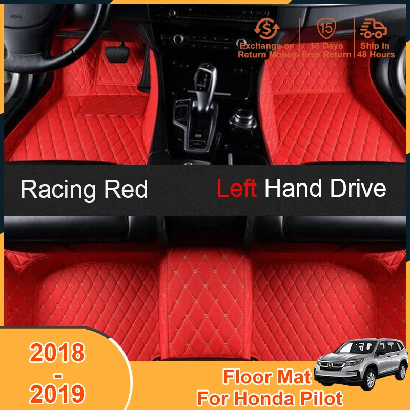 2018-2019 Floor Mats for Honda Pilot 2018 2019 Accessories Non-Slip Scratch Left Hand Drive Cover Leather Foot Pad Carpets