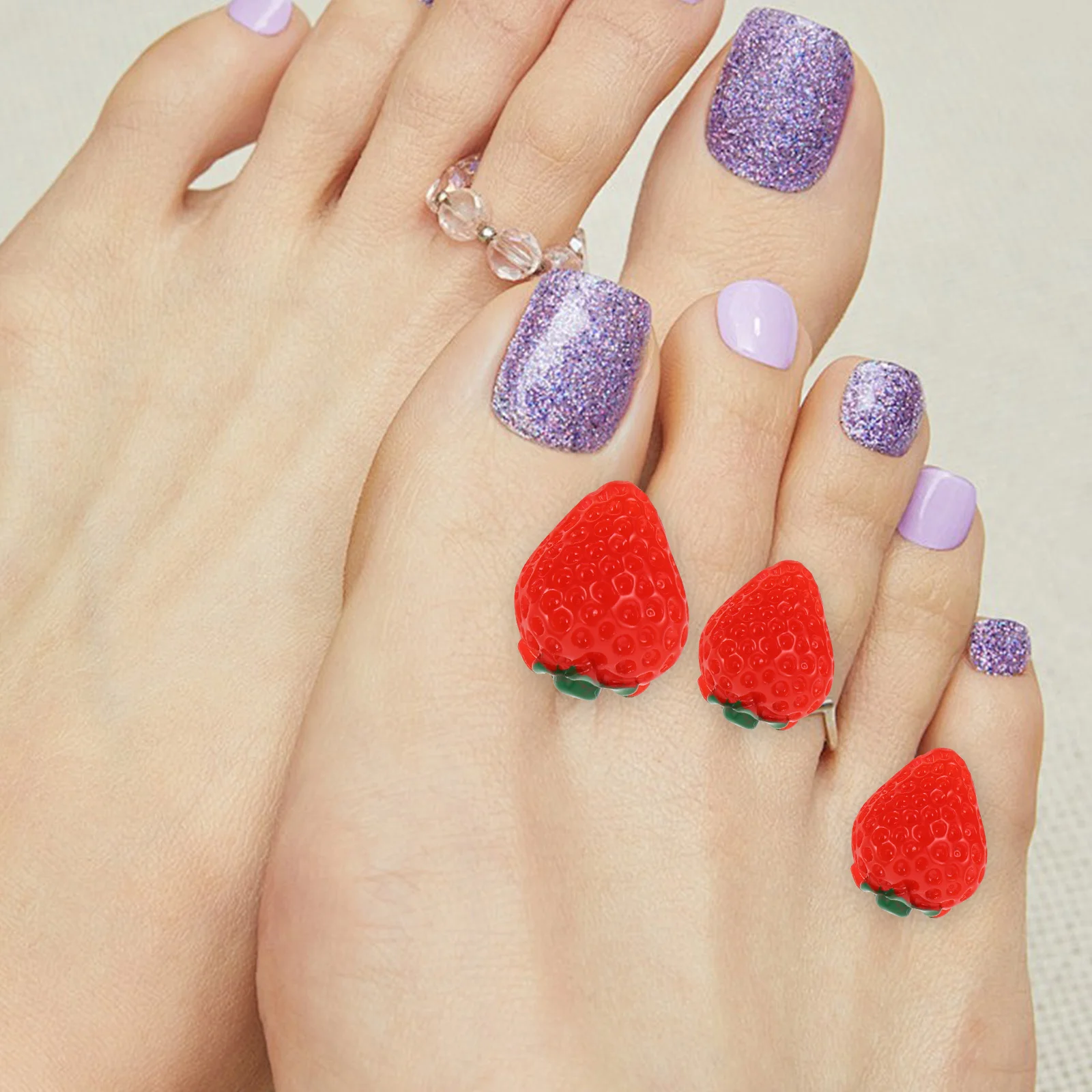 8 قطعة فواصل أصابع القدم من السيليكون على شكل فاكهة للعناية بالأظافر أداة باديكير ناعمة مضادة للانزلاق مقاس قابل للتعديل وقابلة للغسل وقابلة لإعادة الاستخدام