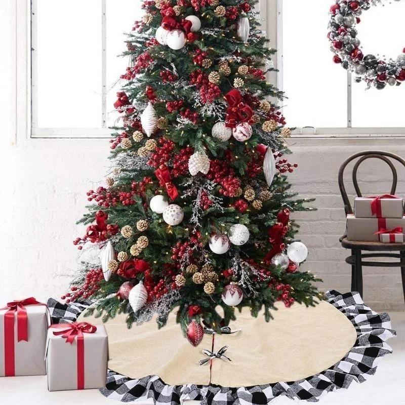 Merry Christmas Tree Skirt Xmas Tree Red Cotton Xmas Tree Skirt Ornaments Diy Happy Christmas Party Decorations 80/120/105cm