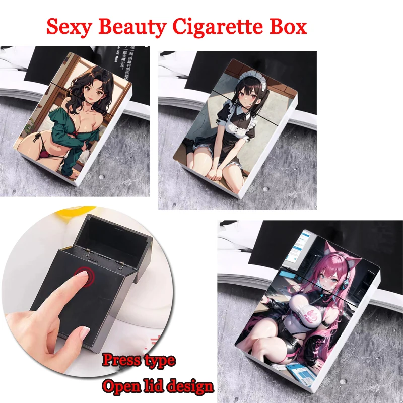 Anime Cartoon Beauty Plastic Cigarette Case Moisture proof and Deformation proof Men\'s Rough 20 Automatic Press Cigarette box