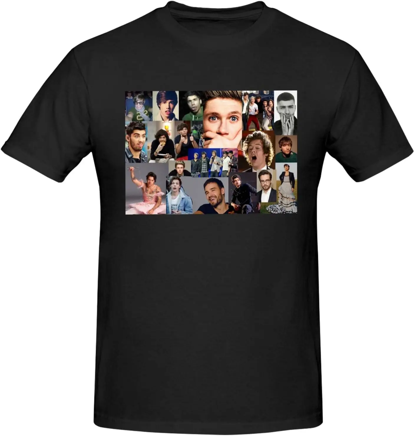 One Music Direction Shirt for Men Short Sleeve Crew Neck Lightweight Casual T Basic Teetees Tops Black