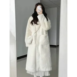 Fur Coat Women's Imitation Rabbit Hair Warm Cotton Thickened Long Parkas Autumn Winter New Korean Lazy Style Mink Velvet Coat