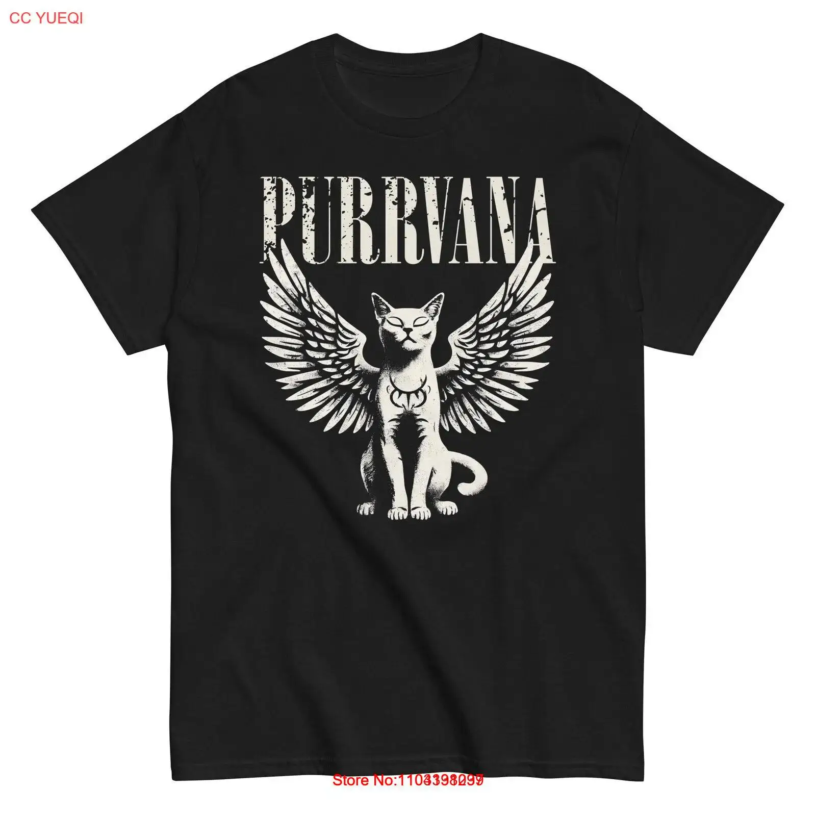 Funny Cat Purrvana 90s rock parody Cotton T-Shirt Feline lover Cat Owner Tee