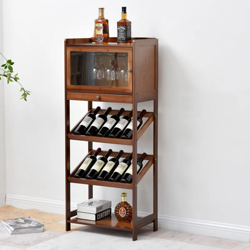 

Miniature Bar Cabinet Vertical Vintage Style Wooden Art Shelving Small Alcohol Storage Wine Rack Decor Kabinet Modern Furniture