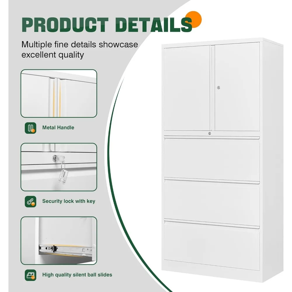 3段引き出しメタル収納キャビネット、ホームオフィス用、ロック可能なセキュリティと調整可能な棚付き、リーガル/レター/A4ファイル用