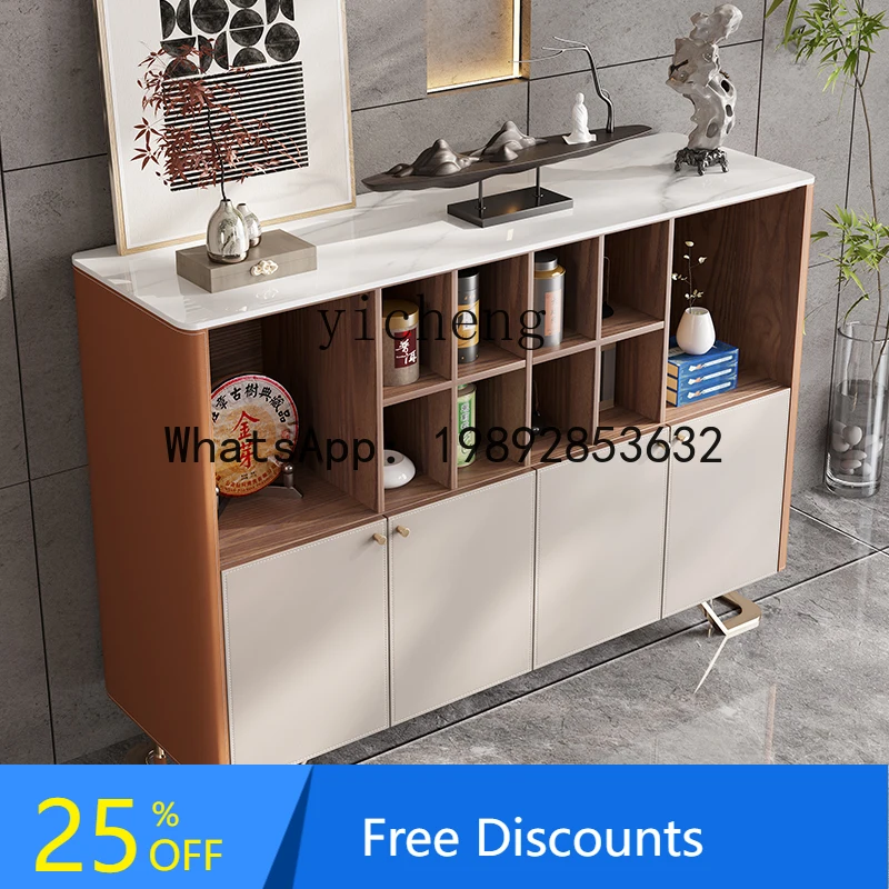 

AA high-end tea cabinet, saddle leather, locker against side cabinet, partition cabinet, tall solid wood