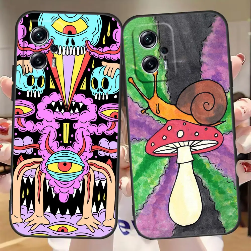 

Colourful Psychedelic Trippy Art Phone Case For Redmi Note 12 11 10 9T 9S 9 8T 8 7 6 A1 GO Pro prime 5G 4G Case Funda Shell Capa