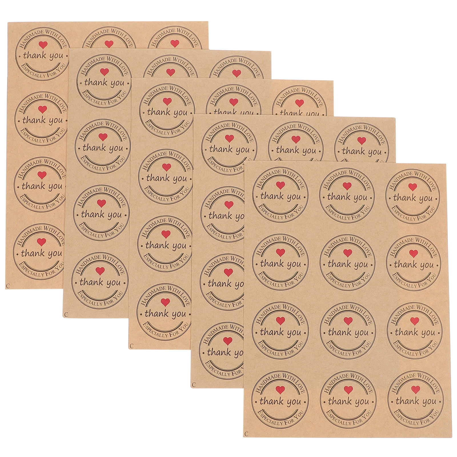 

25 Sheets Adhesive Thank You Stickers Kraft Paper Adhesive Thank You Stickers Labels for Packaging Sealing Envelopes DIY