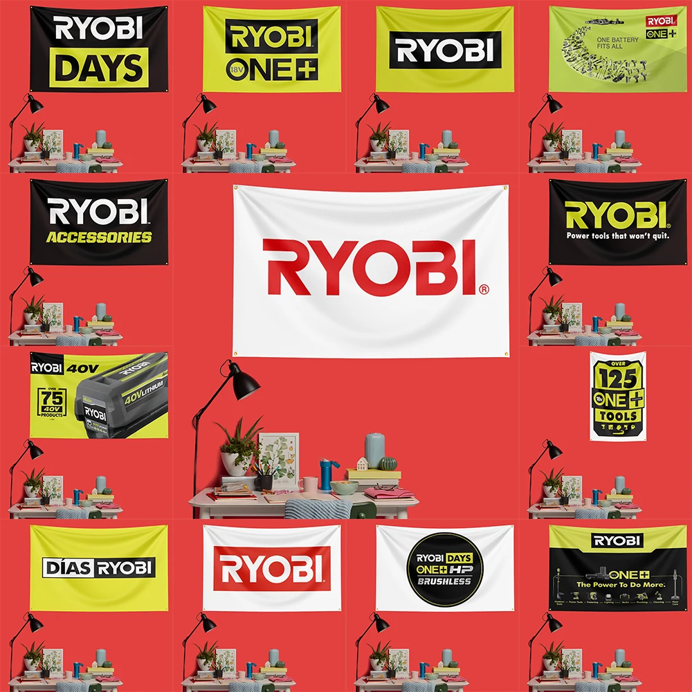 Ryobi Power Tools Flag   Polyester Workshop Garage Wall Decor Banner For DIY Tool Fans