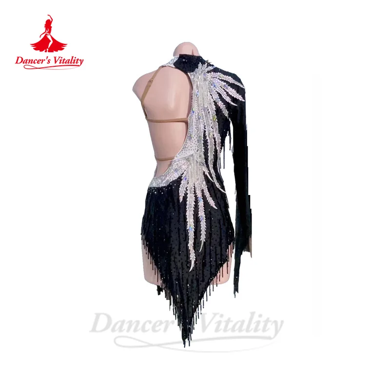 Latin Dance Dress for Women Customsized Senior Stones Rumba Chacha Tango Performance Competiton Costume Adult Child Latin Skirts