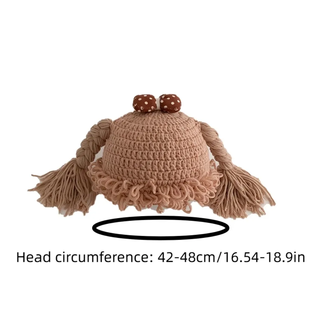 

Personality Breathable Baby Braid Wig Hat Elastic Windproof Baby Woolen Cap Flower Brimless Newborn Headgear Autumn