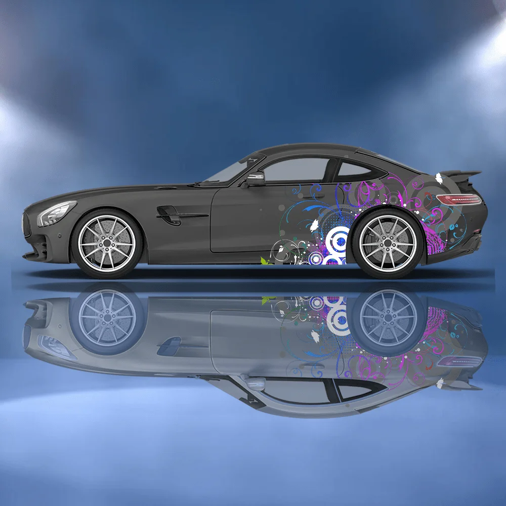

Gradient Circle Lines Car Vinyl Wraps Decal Self-adhesive PVC Sticker Suitable for Trucks SUV Decoration Auto Accessories Gift