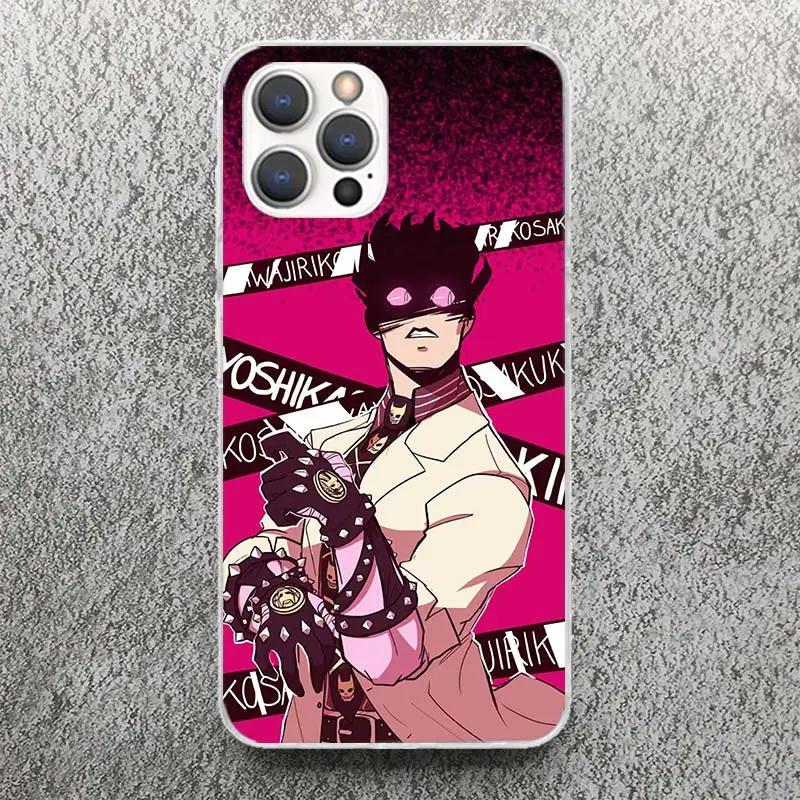 Anime JoJo Killer Queen Print Soft Case for iPhone 11 13 14 Pro Max 15 12 Mini Phone Shell XS XR X SE 7 Plus 8 Pattern Cover