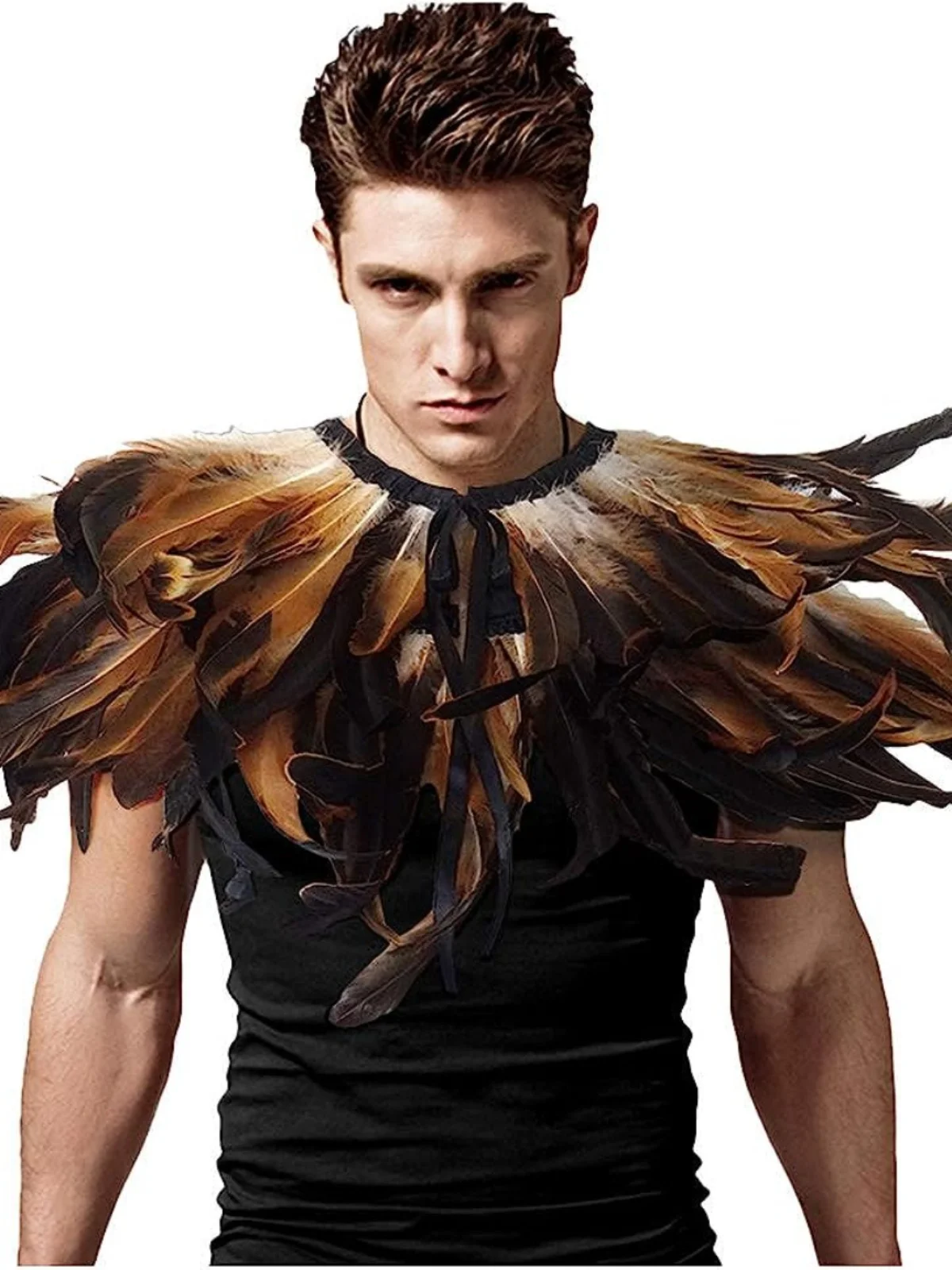Gothic Black Feather Shawl Halloween Unisex Multi-Color Double-Strap Simple Fashion Men's Shawl Cotton Summer 2023