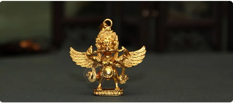 2PCS  HOME pocket travel Buddhist Exorcise evil spirits efficacious Mascot Tibetan Gilding suparna suparnin Garuda Dhwaja statue