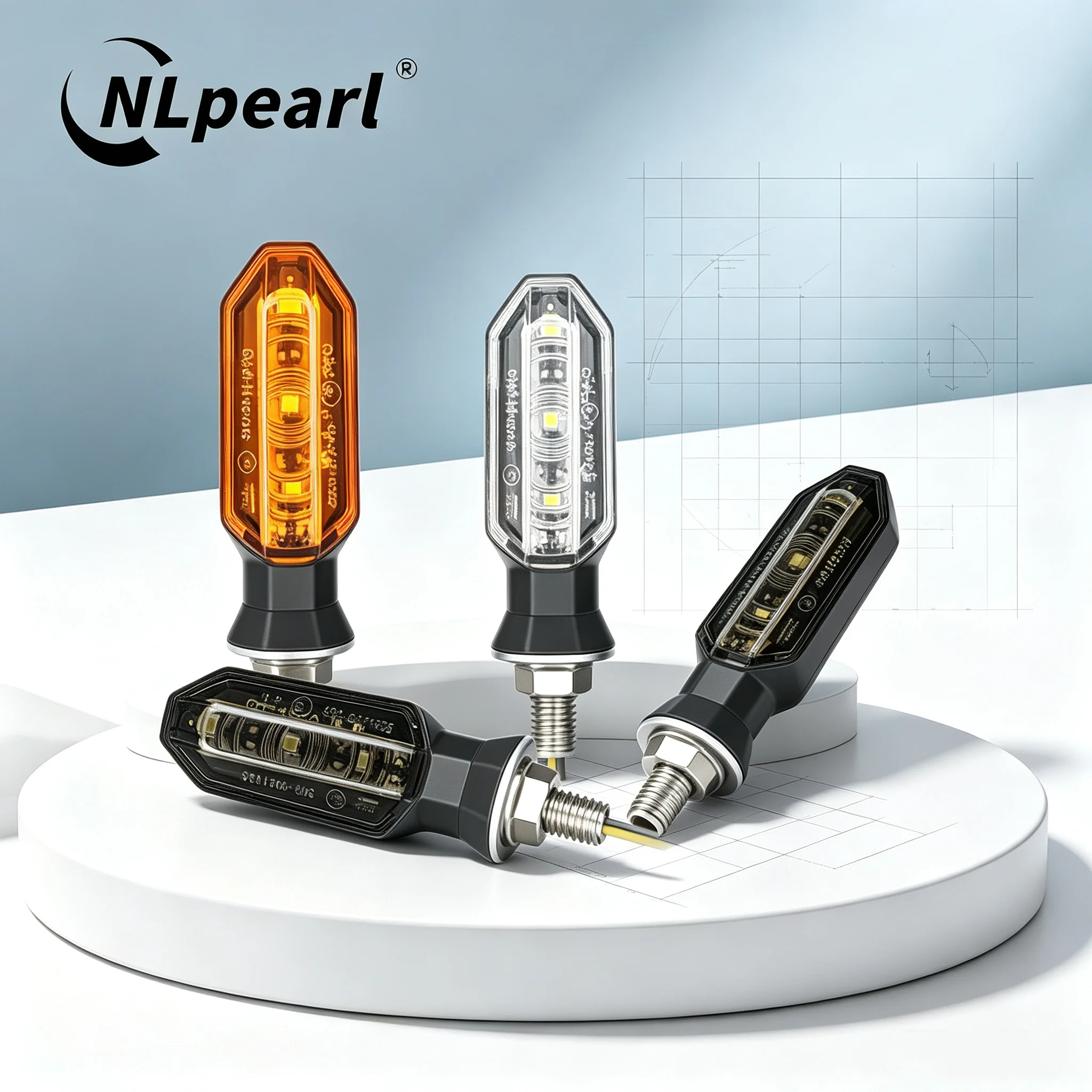 NLperal 8mm Mini Motorcycle LED Turn Signal Lights Amber Flashing Light Blinker Turn Signal Lamp Moto Indicator Lamp Accessories