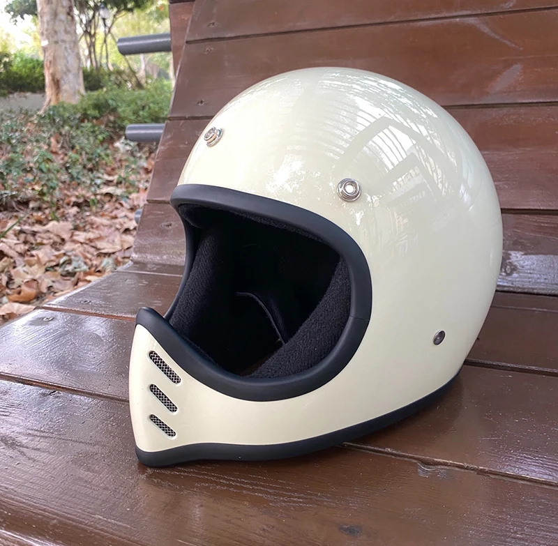

Mini Moto 3 Fiberglass Case Vintage Vintage Full Face Motorcycle Helmet