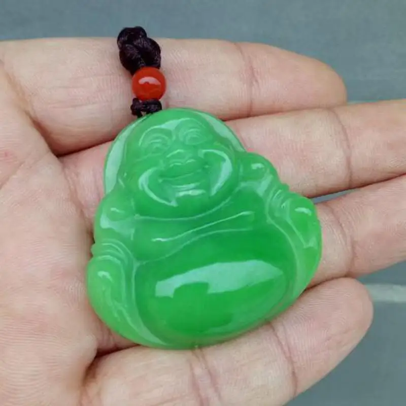 

Natural Myanmar Jadeite Green Jade Buddha Necklace Men Women Fine Jewelry Genuine Grade A Burma Jade Buddha Pendant Necklaces