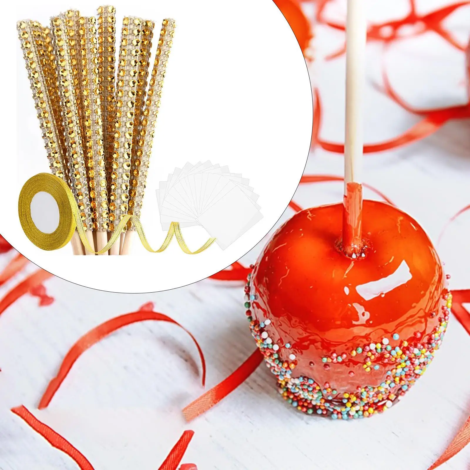 24x Candy Fruit Sticks with Chocolate Pouch Bags Ribbon Novelty Candy Sticks for Halloween Party Favor Cafe Barbecue Banquets