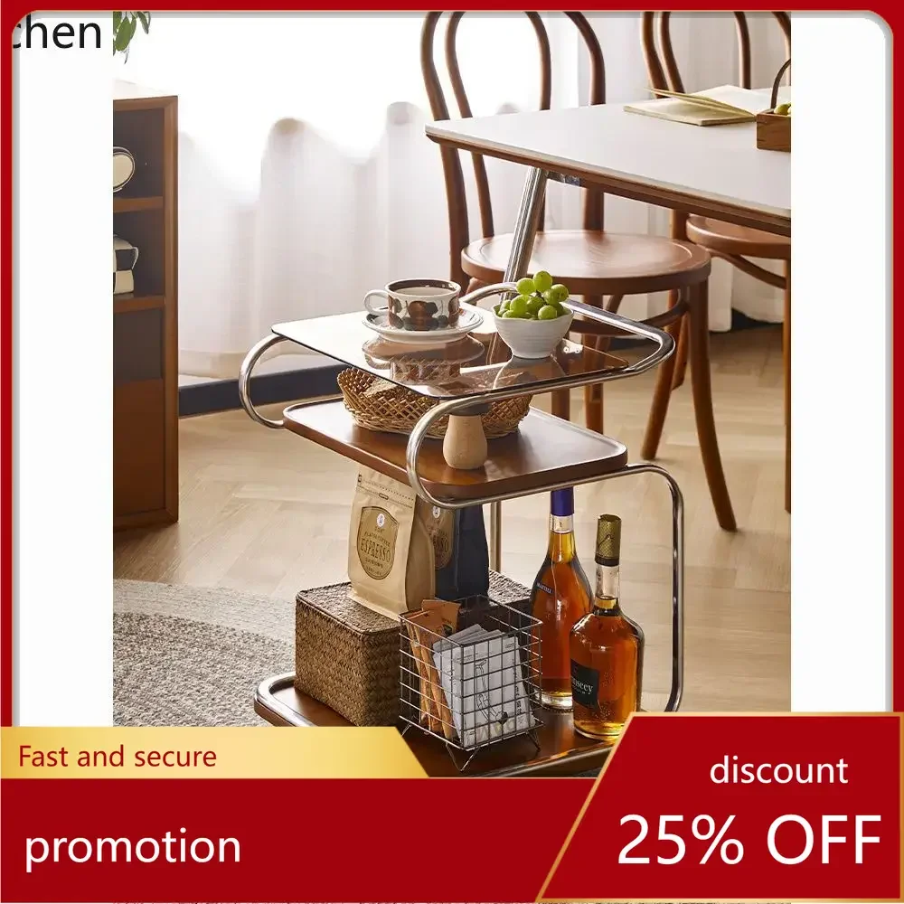 

HXL Small Cart with Wheels Living Room Vintage Style Sofa Coffee Table Corner Table Movable Dining Cart Storage Rack