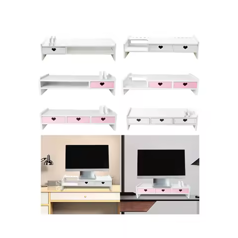 Suporte para monitor riser, prateleira elevada para computador, organizador de mesa, armazenamento de teclado, suporte riser para peças de tela de computador