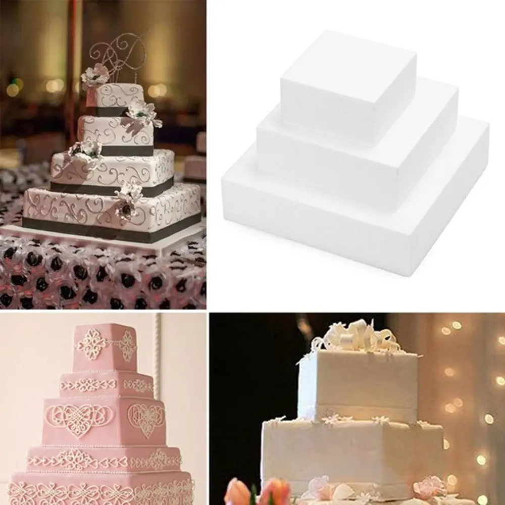 1 PCS 4/6/8/ Inch Cake Foam Mould Simple Square Shape Dummy Cake Model Durable Sugarcraft Practice Model