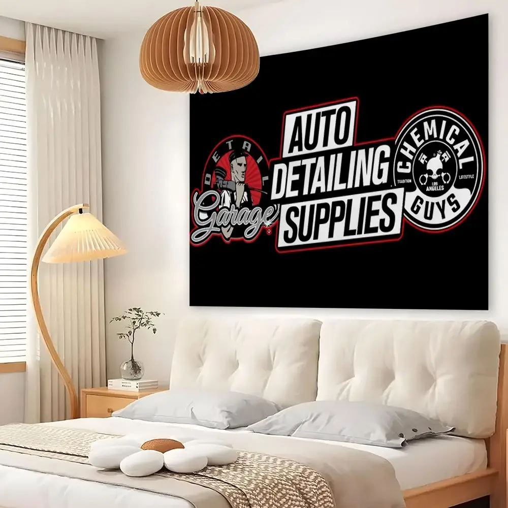 C-Chemical Guys Detail Garage Tapestry Custom Living Bedroom Party Dormitory Interior Wall Bohemian Decoration Attached Clip