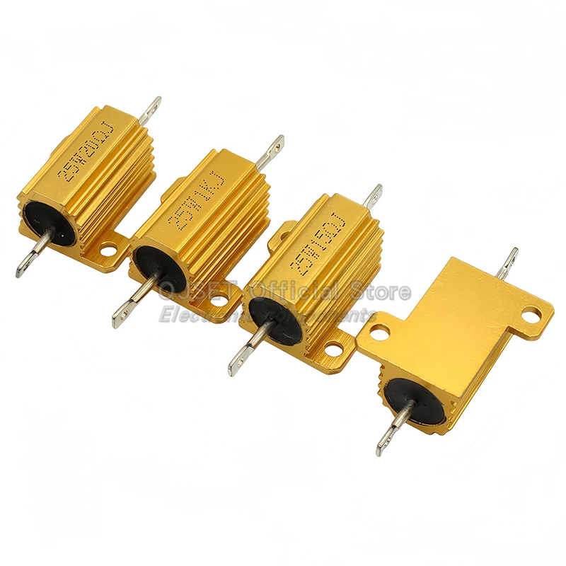 1pcs Gold Aluminum Housed High Power Resistors RX24-25W 0.01R-300K Ohm 1 2R 3R 4R 5R 6R 8R 10R 20 30 100 Ohm 1K 10K 100K Ohms image 2