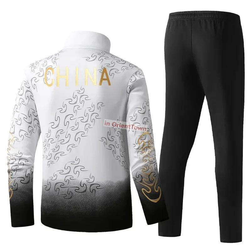 Autumn Winter Wushu Athletes National Uniform Table Tennis Sportwear Top + Pants Student Group Training Chinese Team Uniform