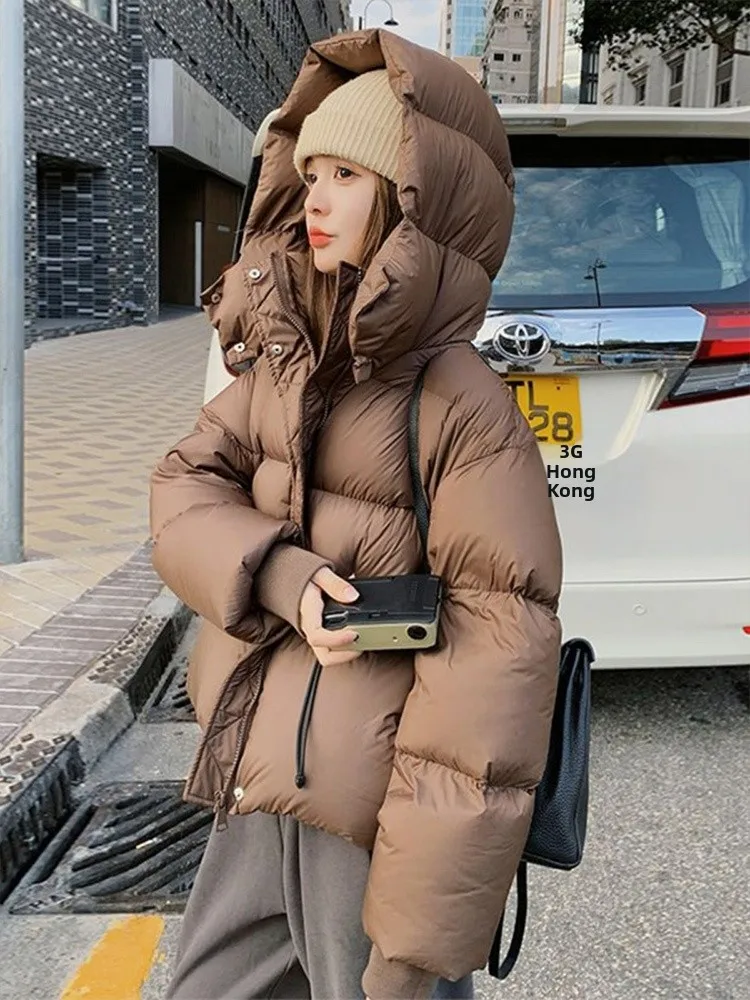 

Карамельная утепленная куртка-пуховик для женщин, новая зимняя модель свободного кроя, утолщенная, с длинными рукавами, на молнии, в корейском стиле