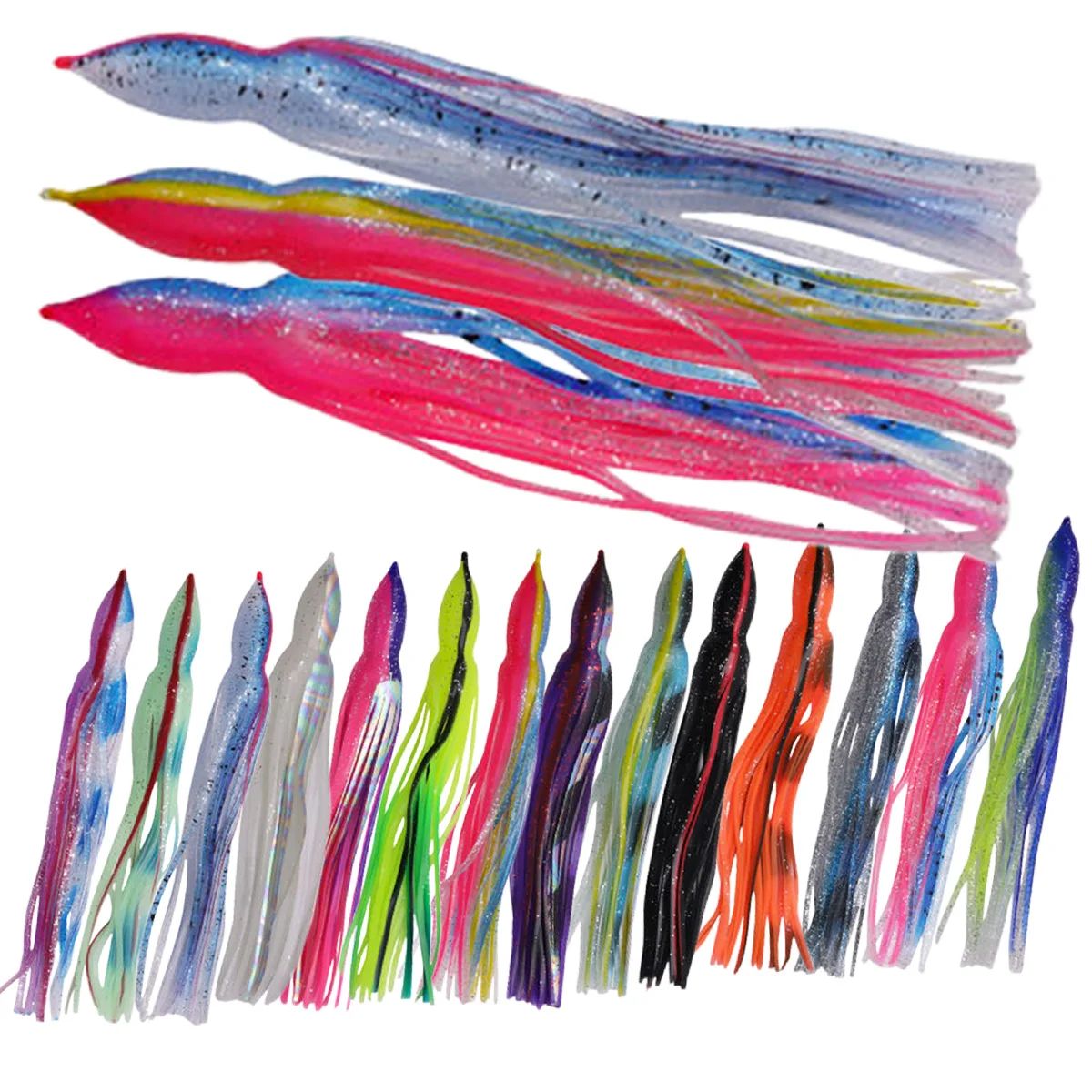 50 Stück Oktopus-Rock-Köder, weiche Tintenfisch-Köder, Angelköder zum Schleppangeln für Thunfisch, Mahi, Marlin, Offshore-Big-Game-Angeln – Detail 1