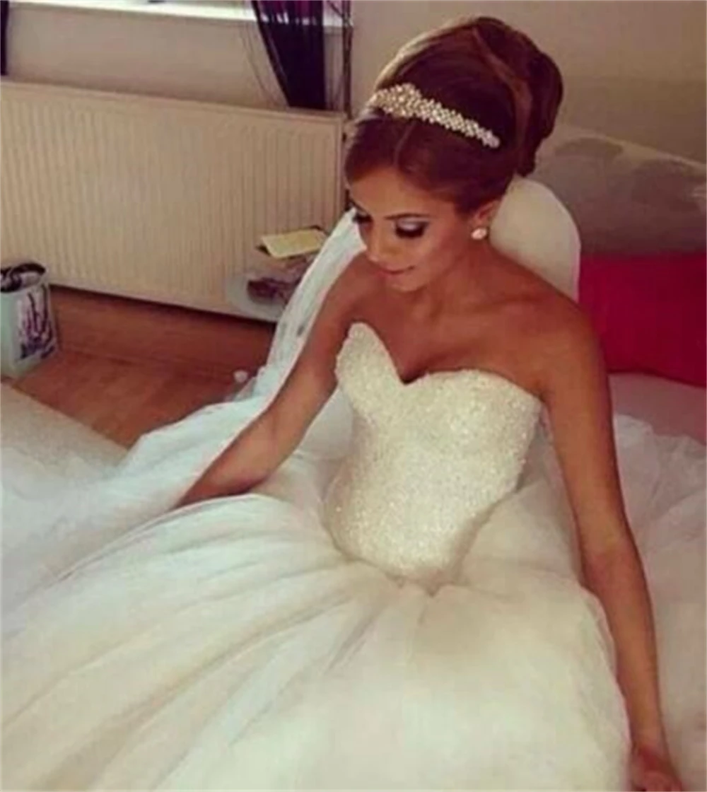 

ZJ9009 Elegant Sweetheart Beading Wedding Dresses Tulle Lace Appliques Bridal Gown Sparkling Princess Ball Dress 2026