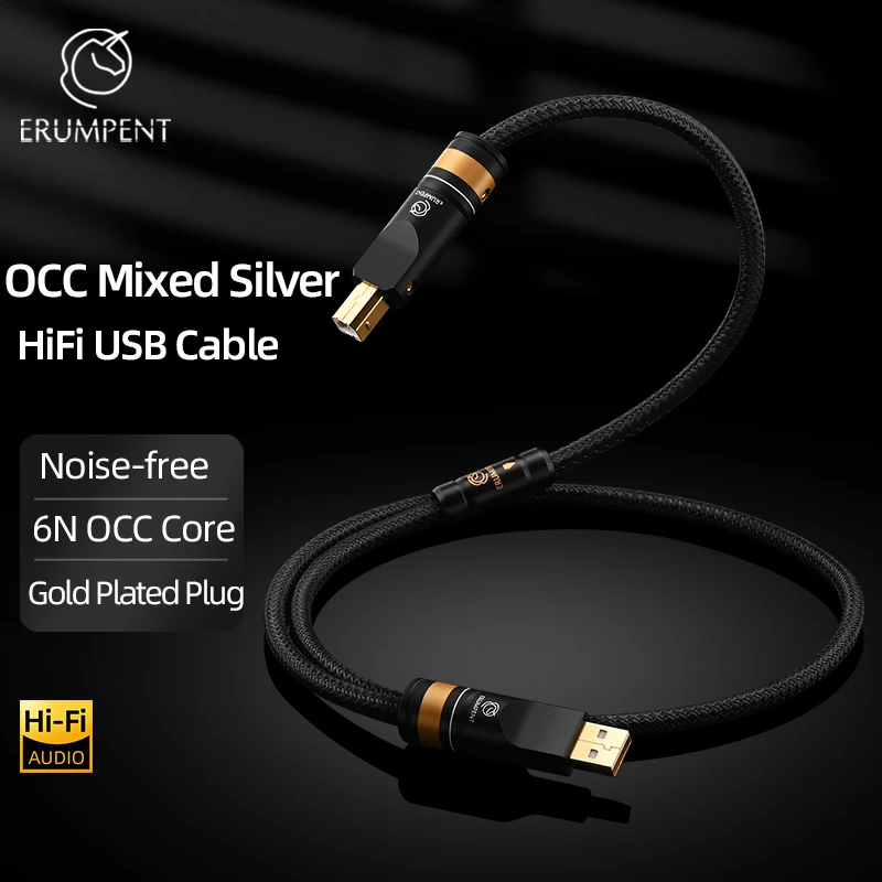 HiFi USB Audio Cable OCC Type A to Type B Cable Type C to Type B for Computer Sound Card Decoder