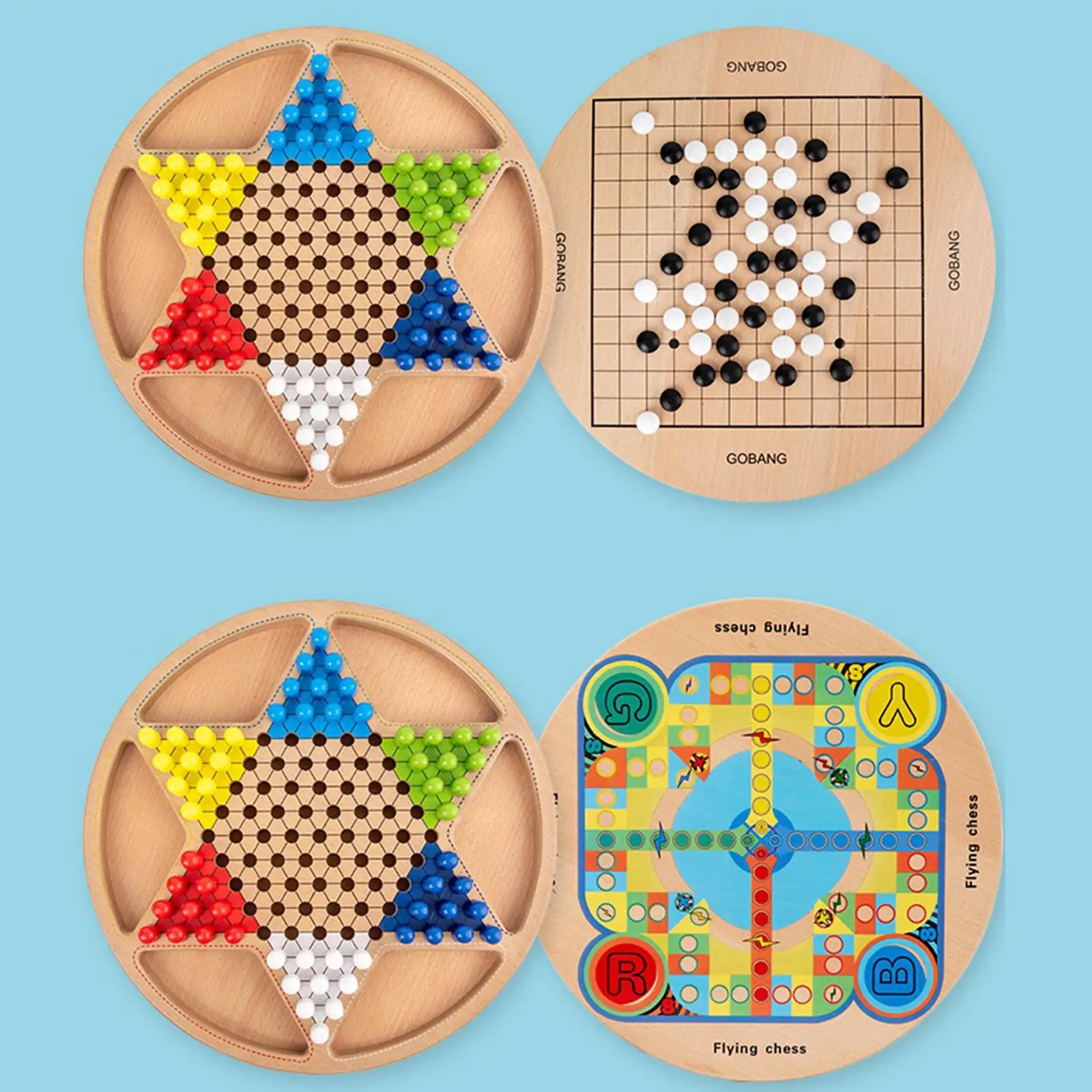 

Chinese Checkers Board Game with Marbles Wood Chess Set Board Game for Children Parent Child Activity