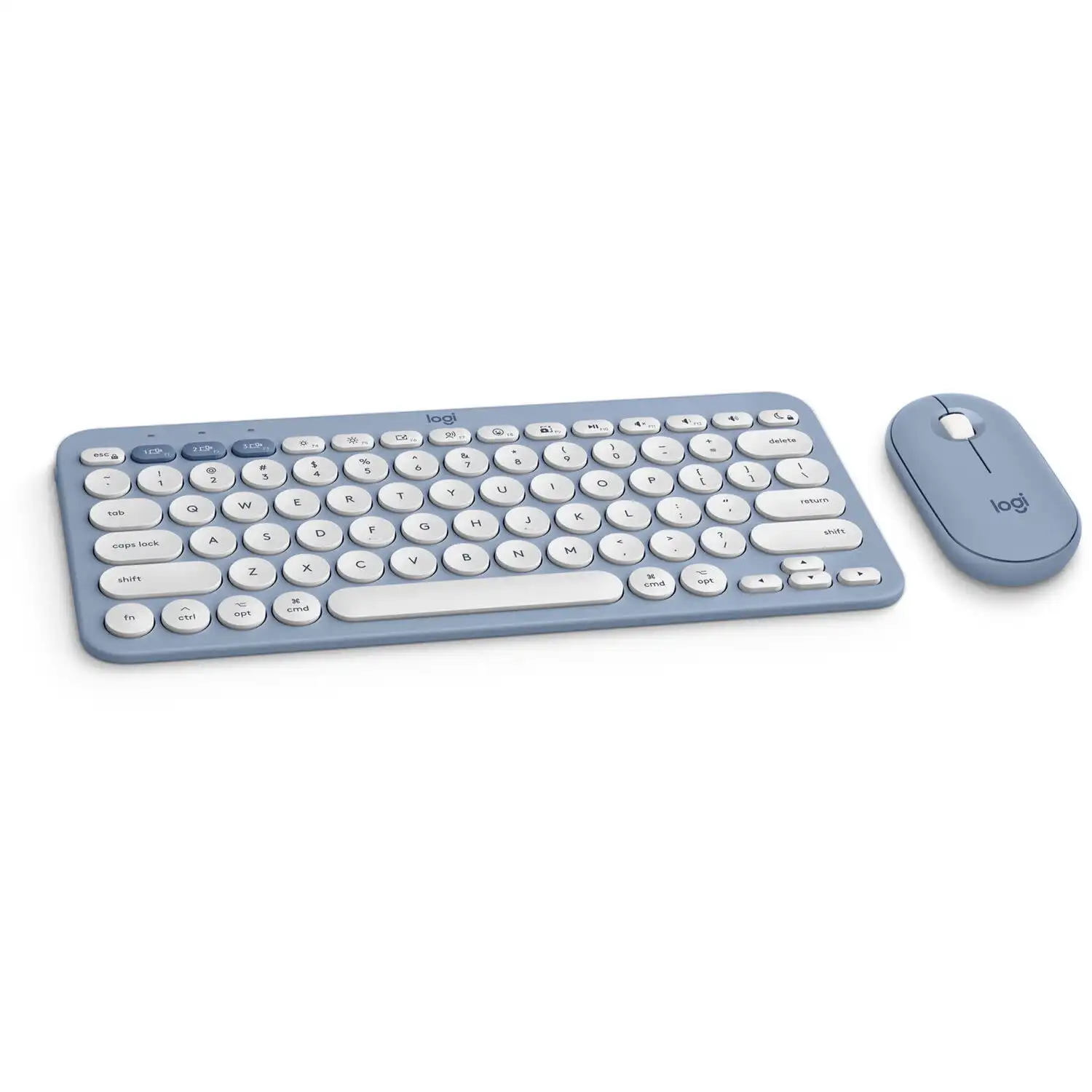 

Logitech Pebble 2 Combo для Mac Slim Bluetooth клавиатура и мышь, тональный синий, тональный синий