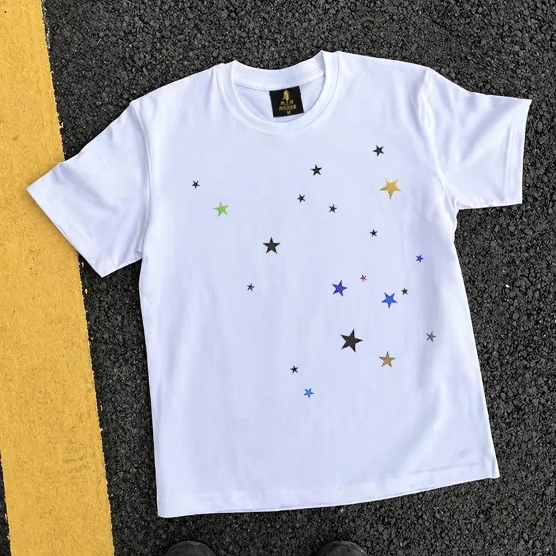 Loose Fit Cotton T-Shirt Unisex Short Sleeve Double Thread UPUPXIA Hero Print Sweat Absorbent round Neck Casual Summer Top