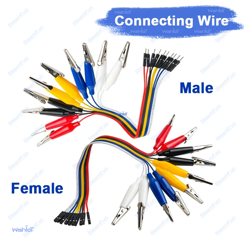 Dupont-zu-Krokodilklemmen-Verbindungskabel 20cm Stecker/Buchse für Arduino Raspberry Pi Microbit Steckbrett DIY-Projekte