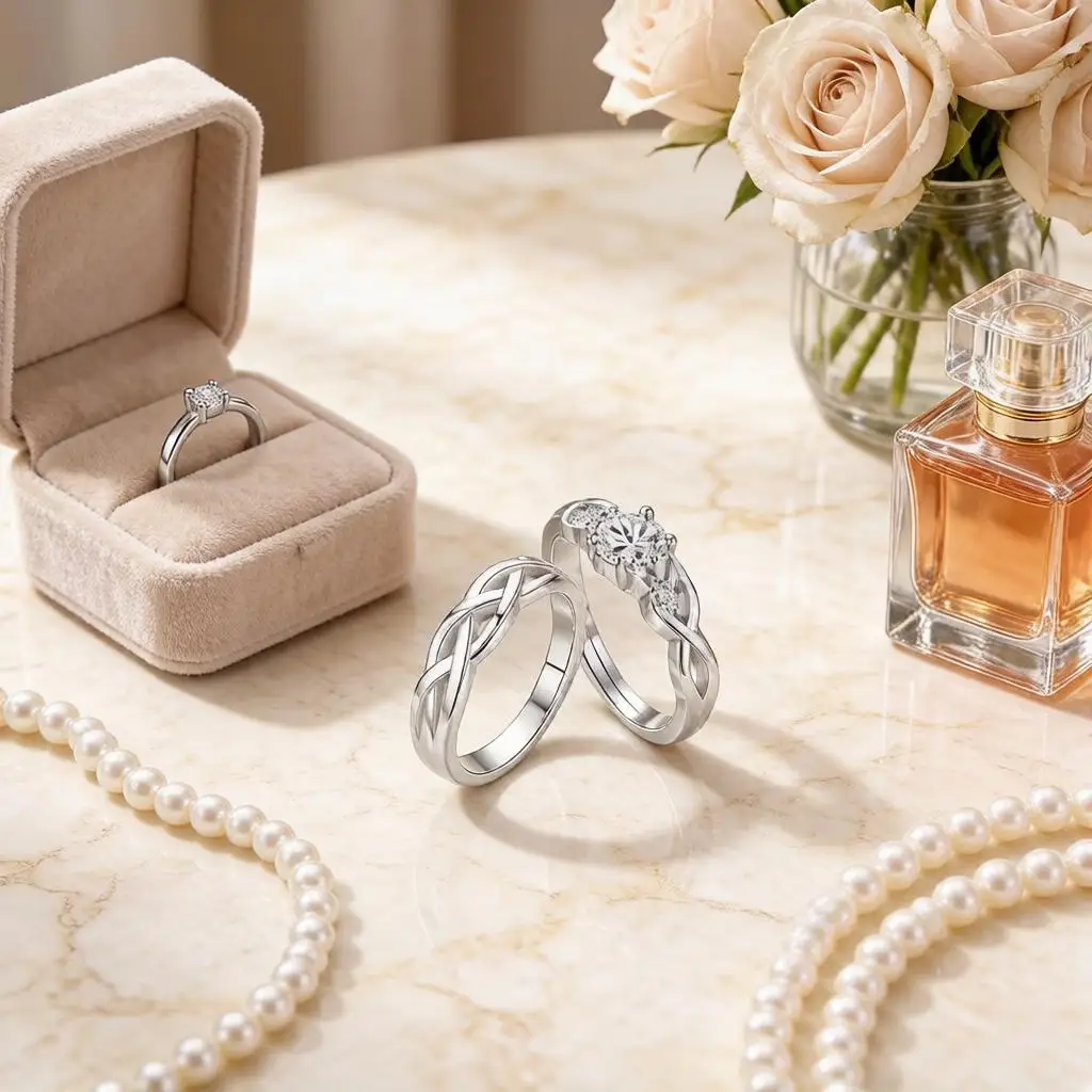Simple 925 Sterling Silver Wave Hollow Crystal Zircon Couple Rings for Women Men Wedding Party Fashion Jewelry Gift Accessories