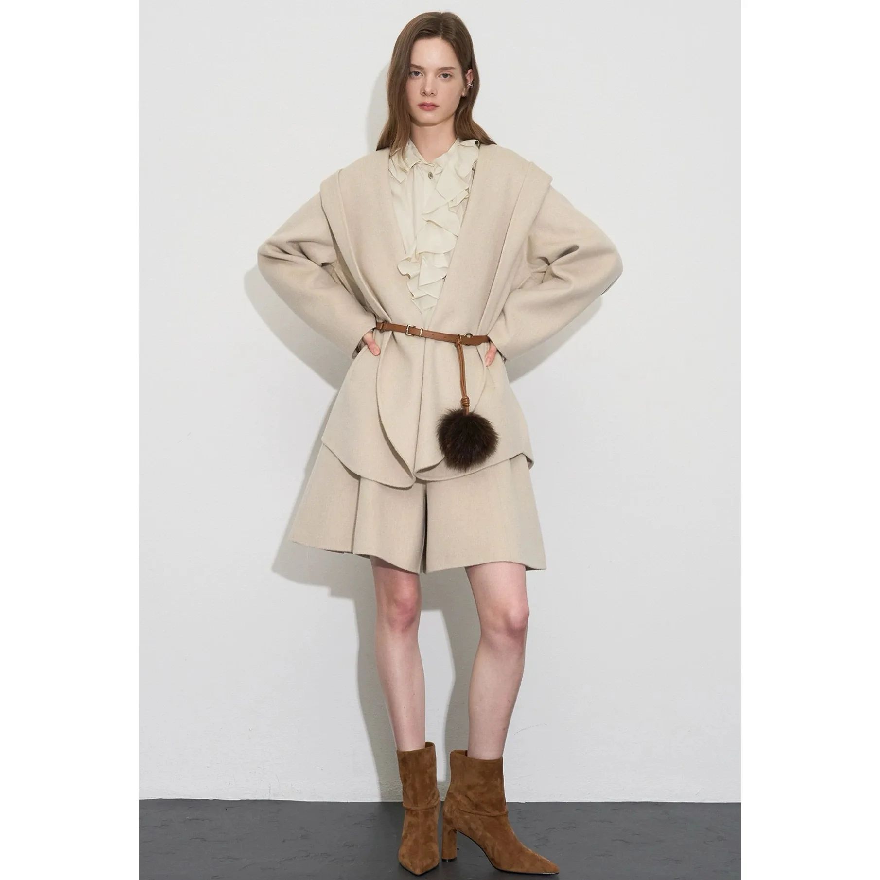 

Повседневное пальто с лимонным сыром 0BZ25, осеннее дизайнерское пальто с поясом, универсальное утягивающее пальто-камер, халат с поясом на талии, универсальный прямой крой