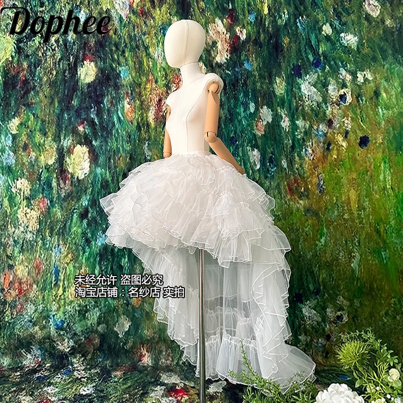 

Dophee оригинальная асимметричная расширенная юбка с открытой спиной, свадебная нижняя юбка в стиле Лолиты, весна-лето, сказочная юбка с высокой талией