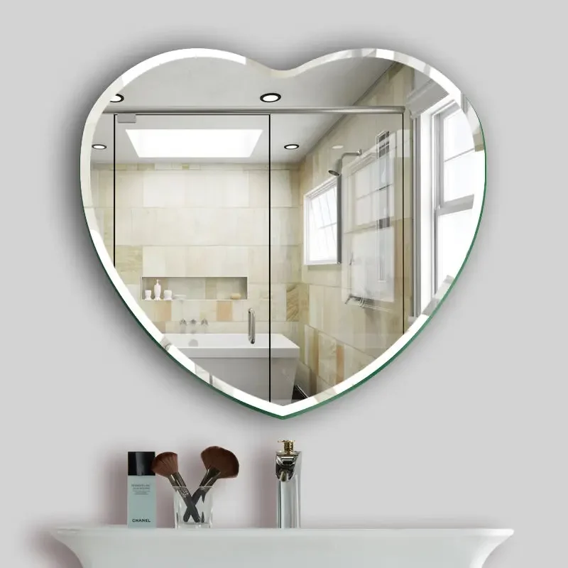 Heart-shaped Irregular Bathroom Acrylic Shatterproof Mirrors, Non Glass Wall Mirror Decor for Bedroom, Living Room