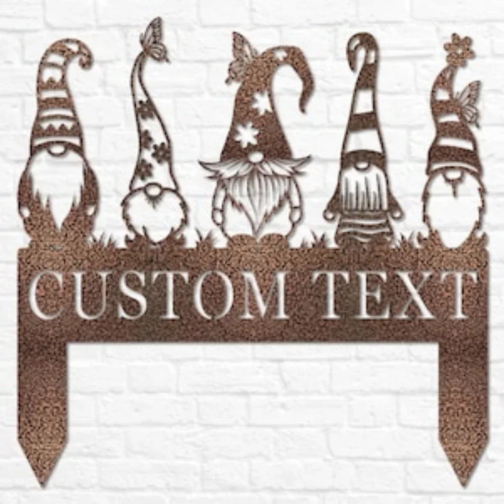 Customized Garden Gnome Yard Stake Custom Christmas Gnome Metal Art Personalized Monogram Yard Outdoor Lawn Decor Sign