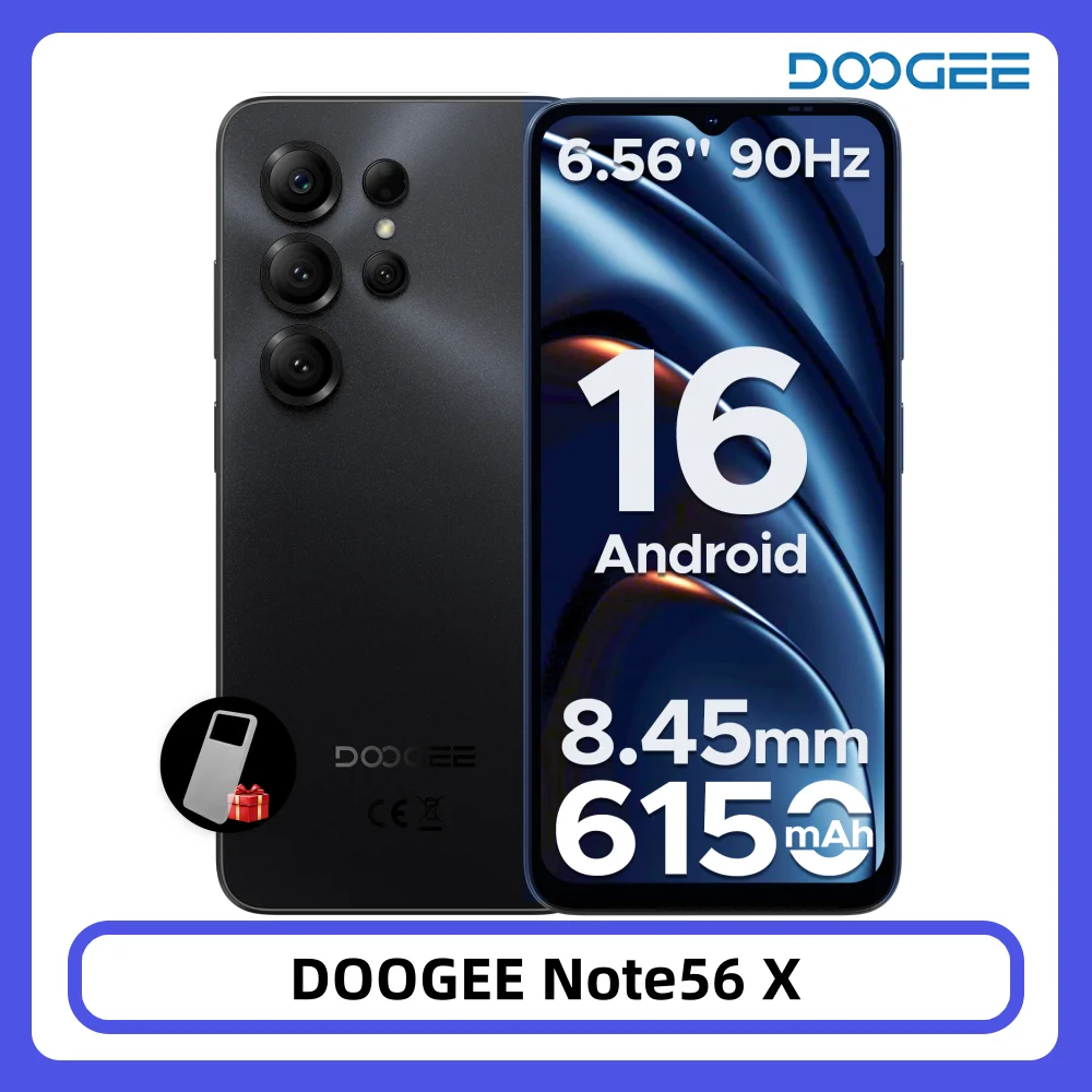 DOOGEE Note56 X Smartphone Android 16, Batteria Grande da 6150mAh, 24GB 64GB, Schermo HD+ da 6.56", Fotocamera 8MP+5MP, Sblocco Facciale, Cellulare